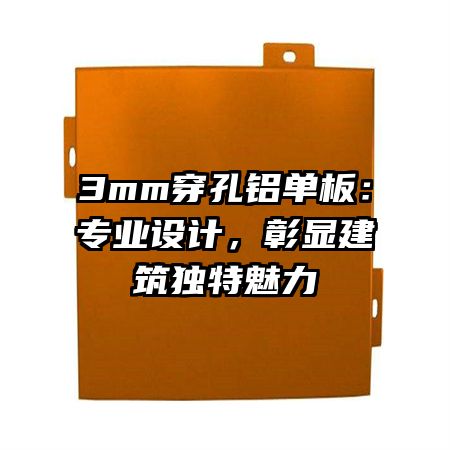 3mm穿孔铝单板：专业设计，彰显建筑独特魅力